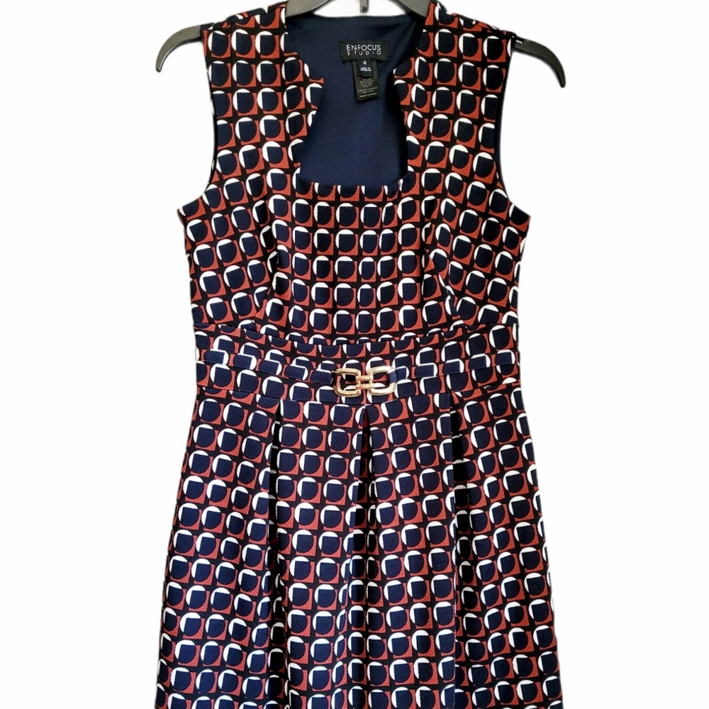 Enfocus Studio Blue and Red Spotted Dress
